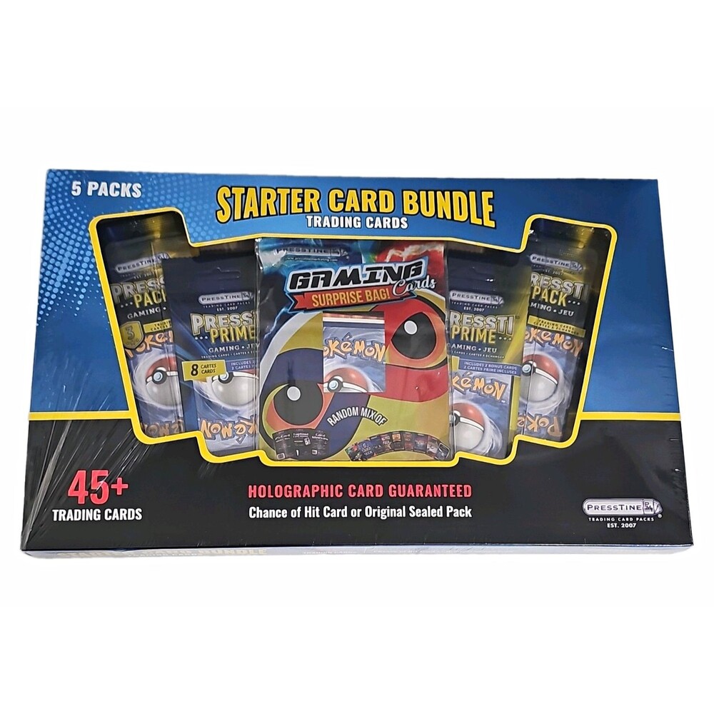 Pokémon Starter Card Bundle 5 Packs 45+ Cards Presstine Mystery Box Sealed